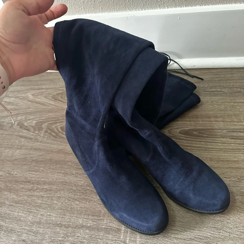 Stuart Weitzman‎ Lowland Navy Suede Over The Knee Boots 7.5